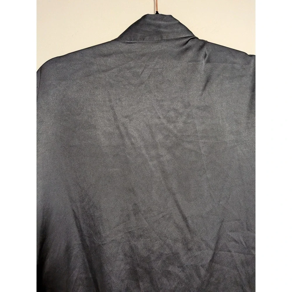 Victoria's Secret Black Satin Kimono Robe XS/S Short Lingerie Sleepwear Wrap - Picture 9 of 12